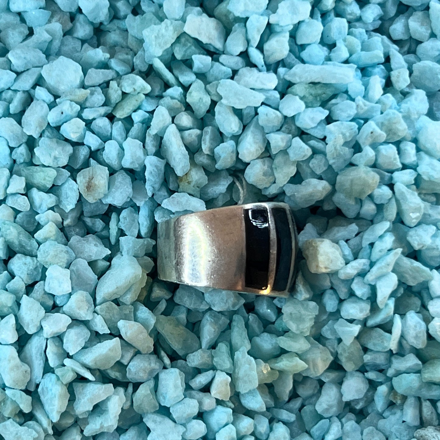 Inlaid Wide Onyx Ring