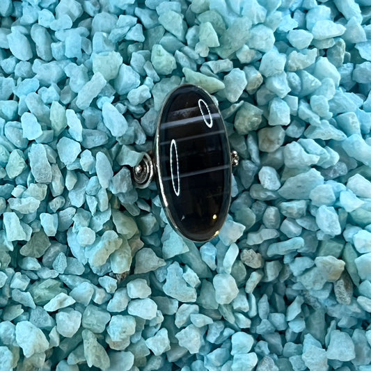 Banded Agate Black Ring