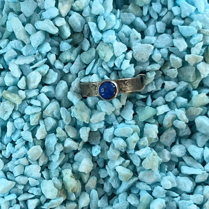 Lapis Lazuli Star Embossed Ring