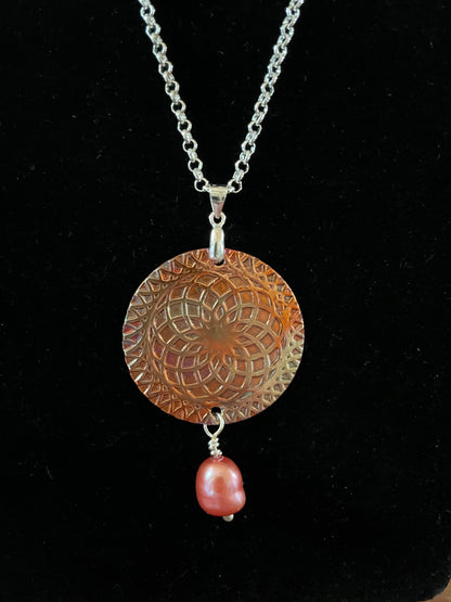 Pink Freshwater Pearl Medallion Necklace