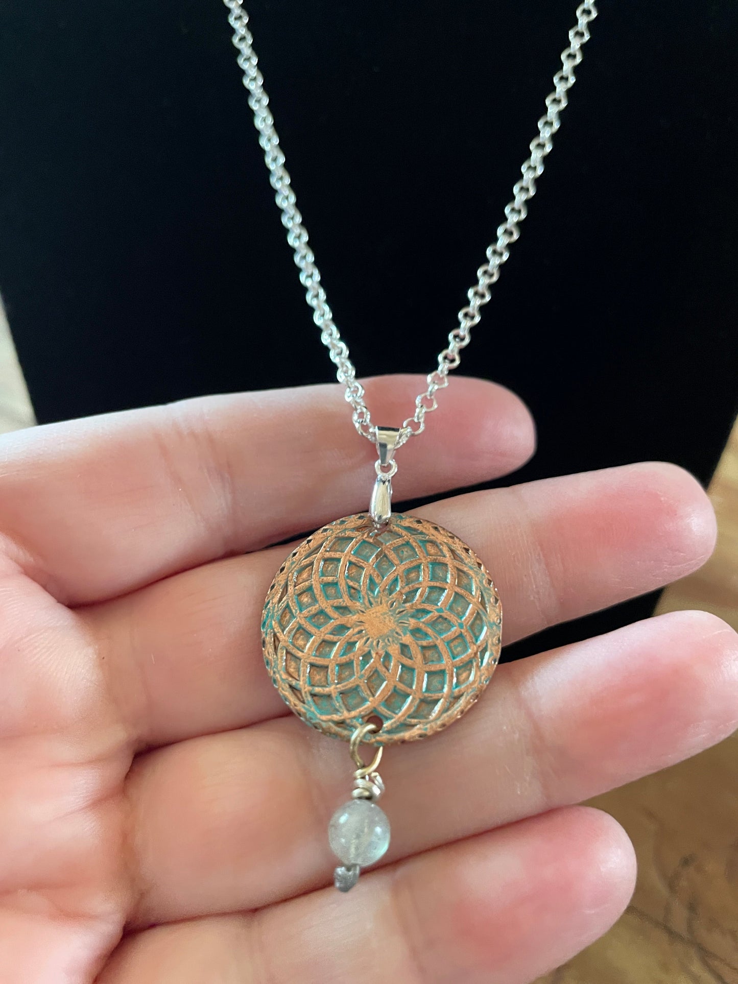 Labradorite Celtic Medallion Necklace