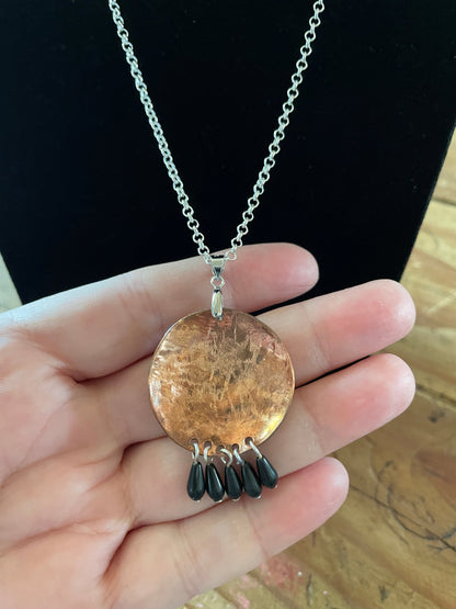Onyx Beaded Copper Necklace
