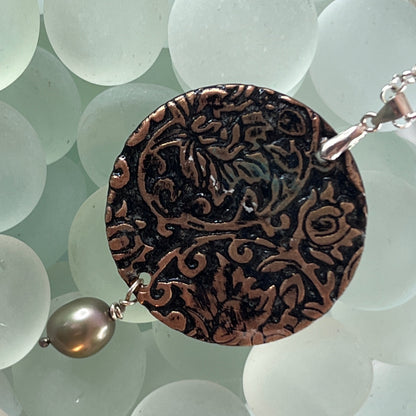 Black Pearl Medallion Necklace