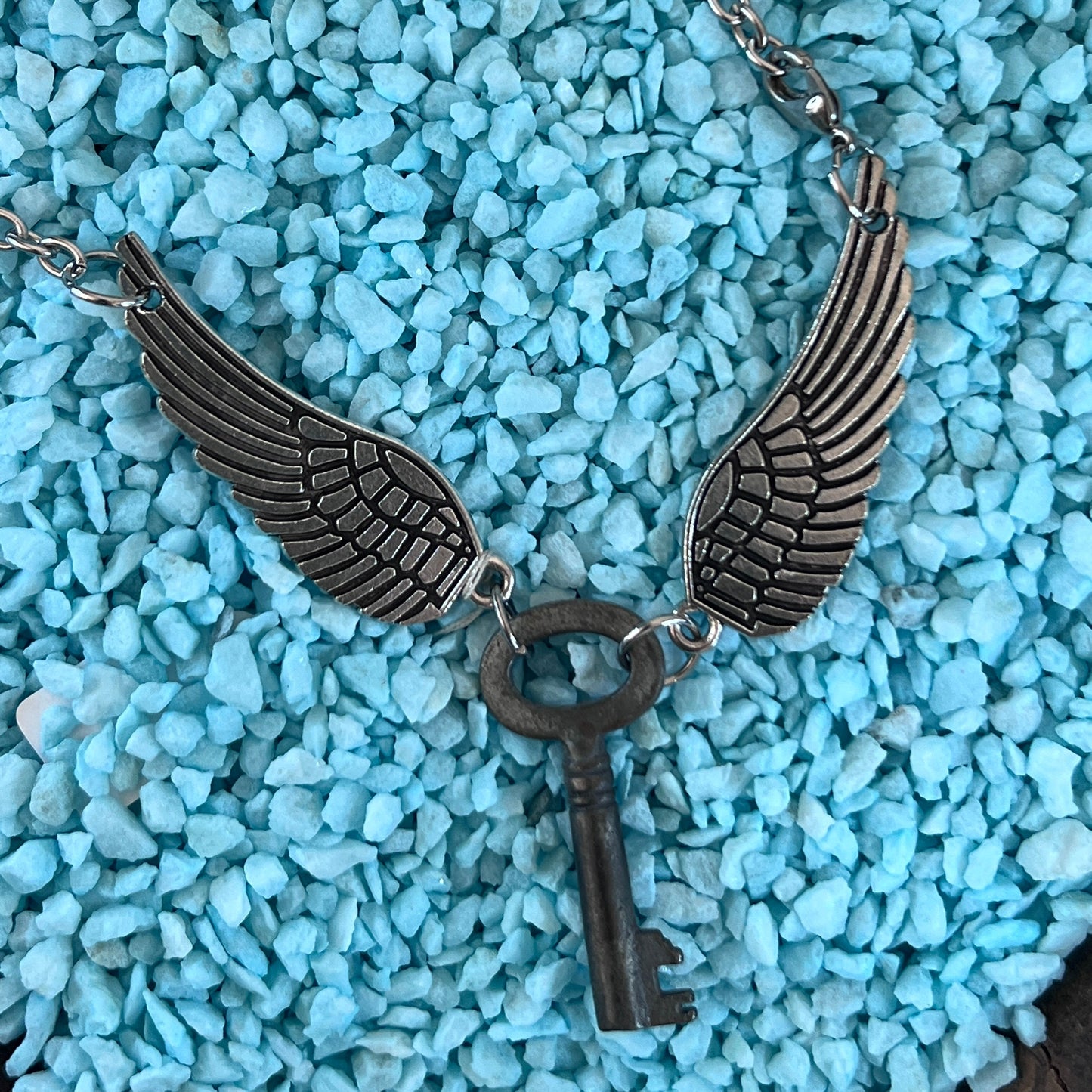 Winged Antique Key 20" Pendant Necklace