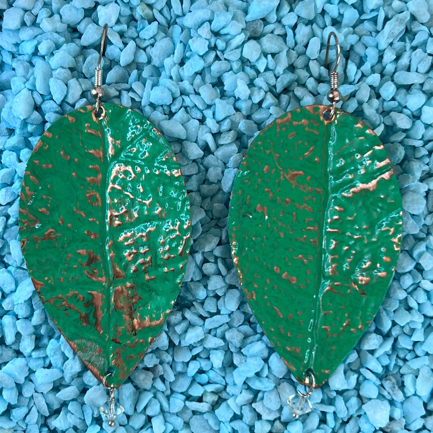 Quartz Beaded Leaf Earrings