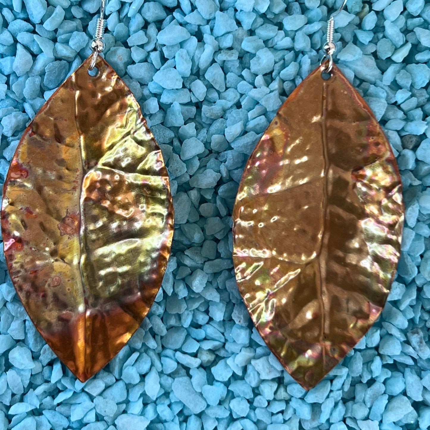 Flame Painted Leaf Earrings - Small